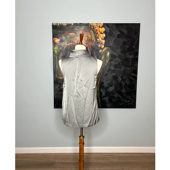 NWT Vince Camuto Sleeveless Blouse Fall Harmony Dark Pewter Size S - Picture 3 of 6